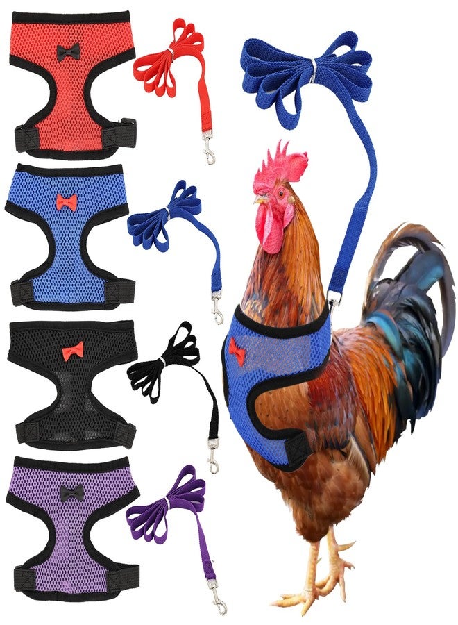 LUODAKA 4Pcs Adjustable Chicken Harness Safe Convenient Breathable Comfortable Suitable for Small Animal Training Can Be Used As a Chickens Leashes and Harnesses (Medium) - Image 1